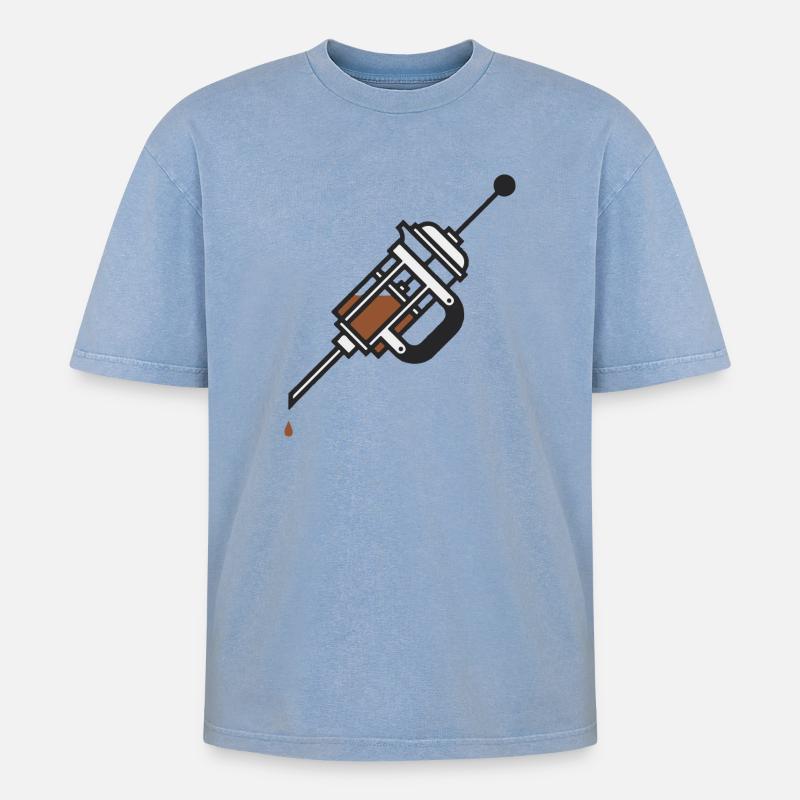 Kaffee Kaffee Kaffee - Oversized Unisex Premium Acid-Washed T-Shirt - Blau Acid Wash