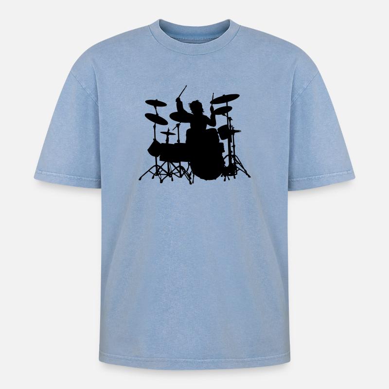 Puissance Drumming - T-shirt Premium unisexe oversize acid-washed - bleu délavé acide