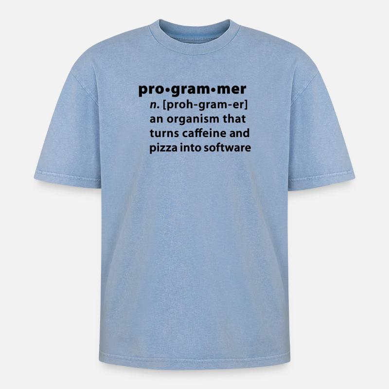 Programmer Wörterbuchdefinition - Oversized Unisex Premium Acid-Washed T-Shirt - Blau Acid Wash
