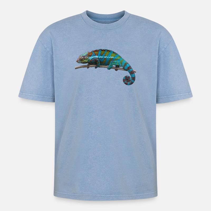 Chamäleon - Oversized Unisex Premium Acid-Washed T-Shirt - Blau Acid Wash