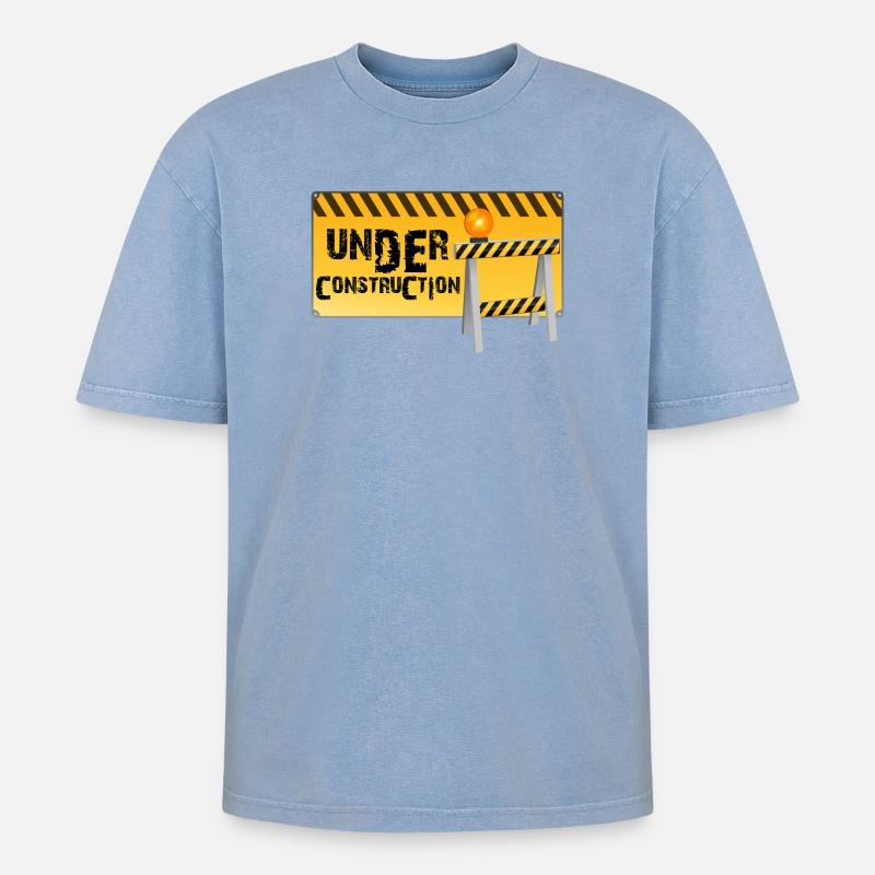 construction - Oversized Unisex Premium Acid-Washed T-Shirt - acid washed blue