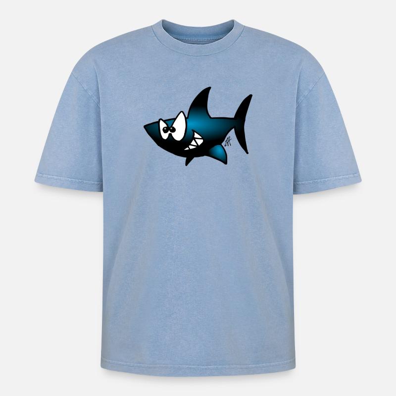Requin - T-shirt Premium unisexe oversize acid-washed - bleu délavé acide