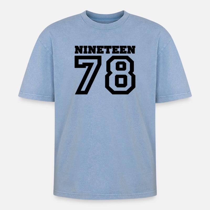 1978 - Oversized Unisex Premium Acid-Washed T-Shirt - Blau Acid Wash