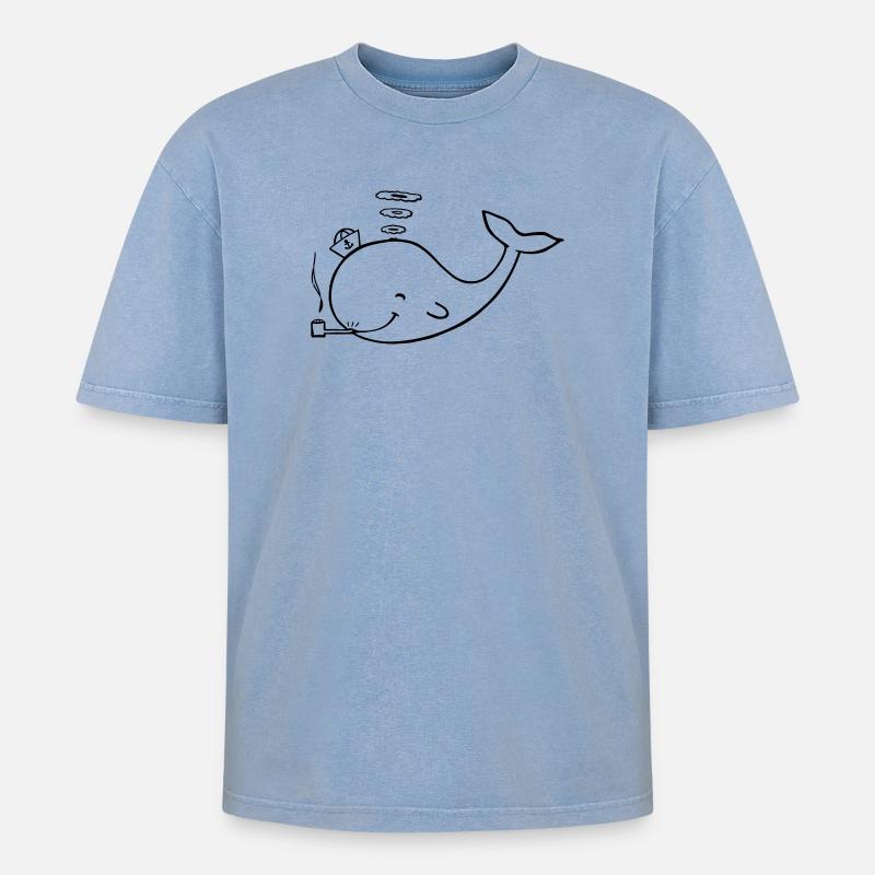 wal - Oversized Unisex Premium Acid-Washed T-Shirt - Blau Acid Wash