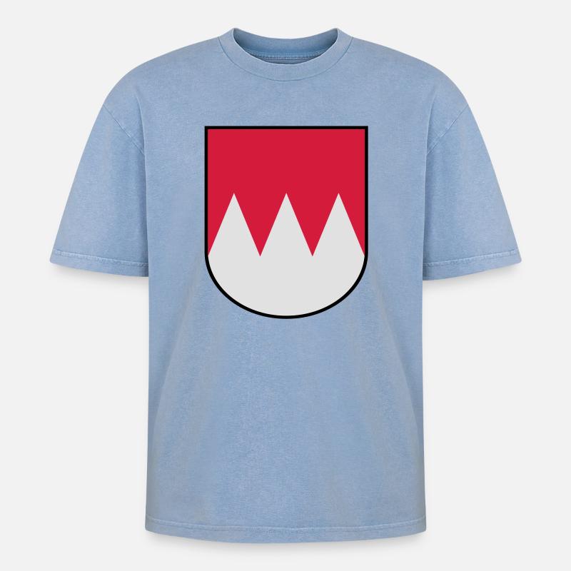 Franken Wappen - Oversized Unisex Premium Acid-Washed T-Shirt - Blau Acid Wash