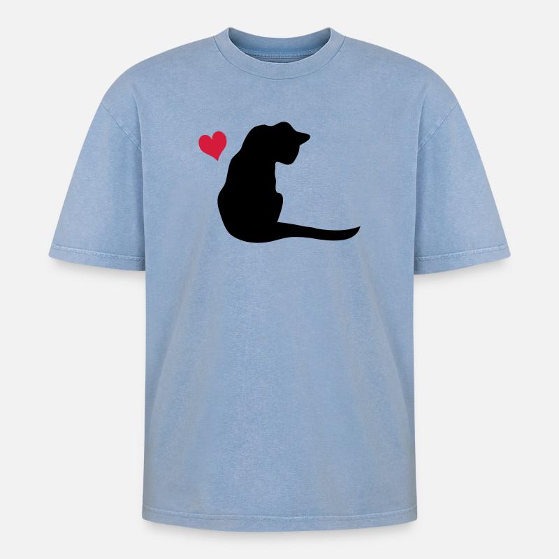 Chat - T-shirt Premium unisexe oversize acid-washed - bleu délavé acide