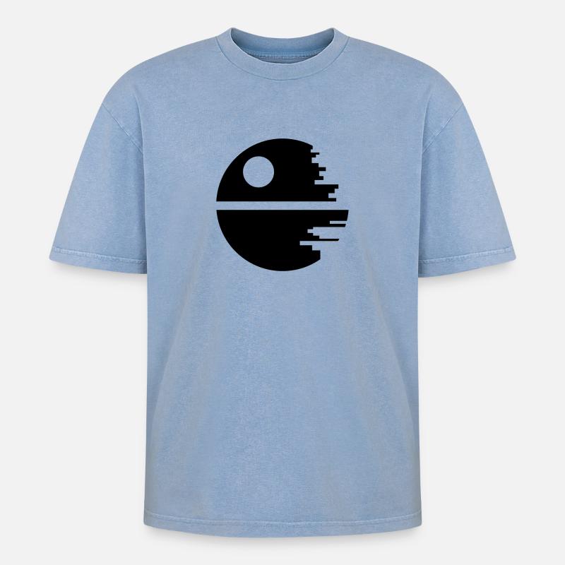 Planet Space Roboter - Oversized Unisex Premium Acid-Washed T-Shirt - Blau Acid Wash