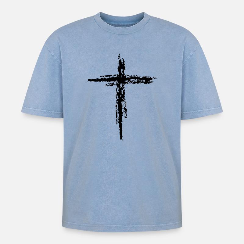 Intersection - T-shirt Premium unisexe oversize acid-washed - bleu délavé acide