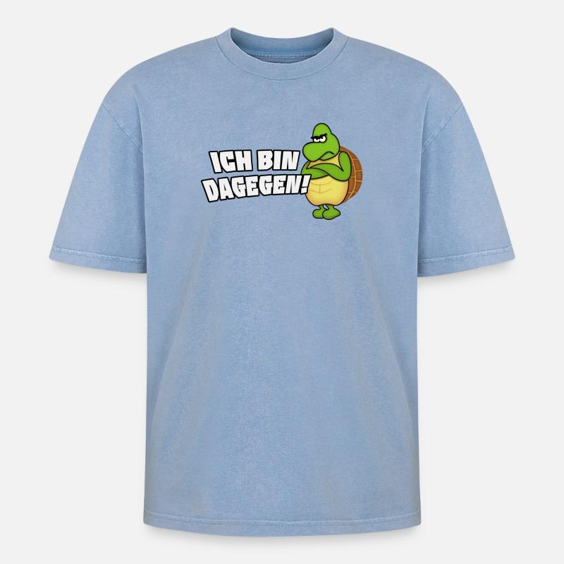 ich bin dagegen - Oversized Unisex Premium Acid-Washed T-Shirt - Blau Acid Wash