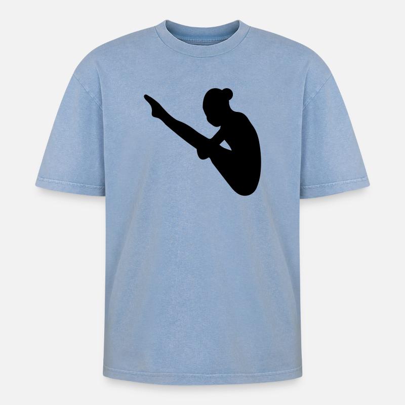 Saut de tour - T-shirt Premium unisexe oversize acid-washed - bleu délavé acide