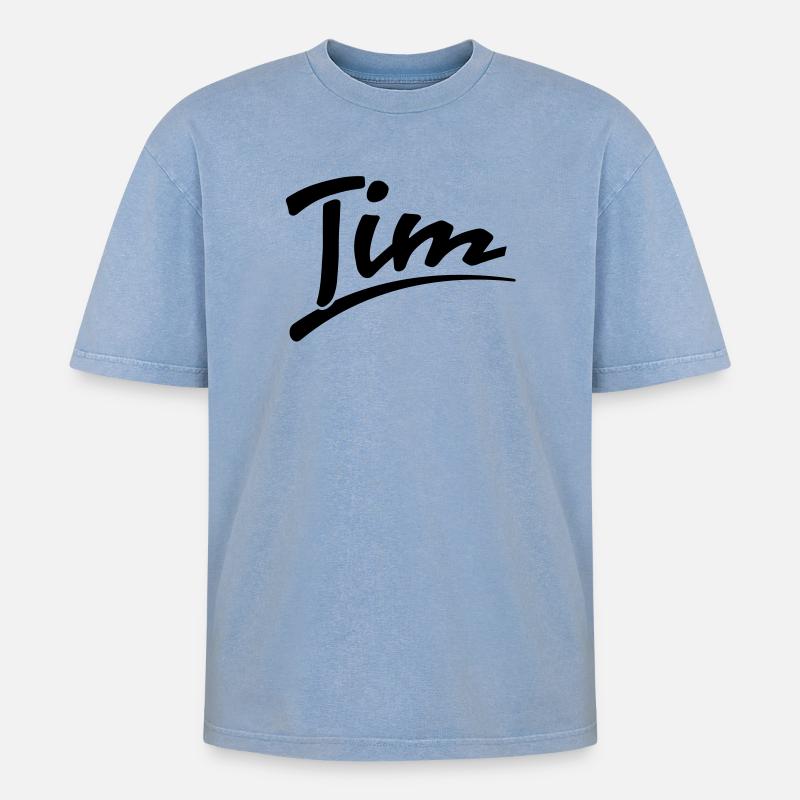 Tim - Oversized Unisex Premium Acid-Washed T-Shirt - Blau Acid Wash