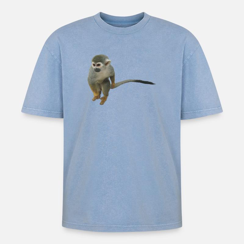 Affe - Oversized Unisex Premium Acid-Washed T-Shirt - Blau Acid Wash