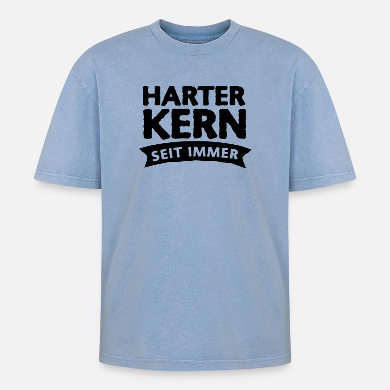 harter kern seit immer 1c - Oversized Unisex Premium Acid-Washed T-Shirt - Blau Acid Wash