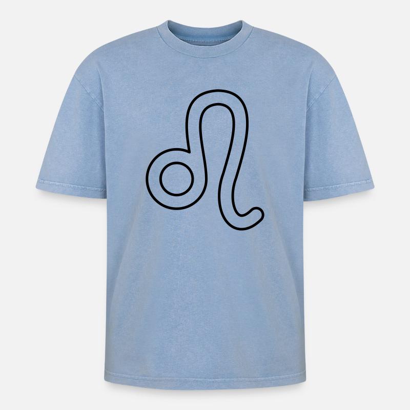 Löwe Sternzeichen Sternbild Tierkreiszeichen - Oversized Unisex Premium Acid-Washed T-Shirt - Blau Acid Wash