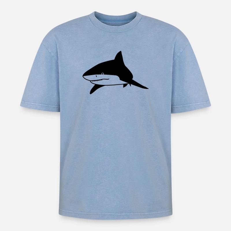 requin - T-shirt Premium unisexe oversize acid-washed - bleu délavé acide