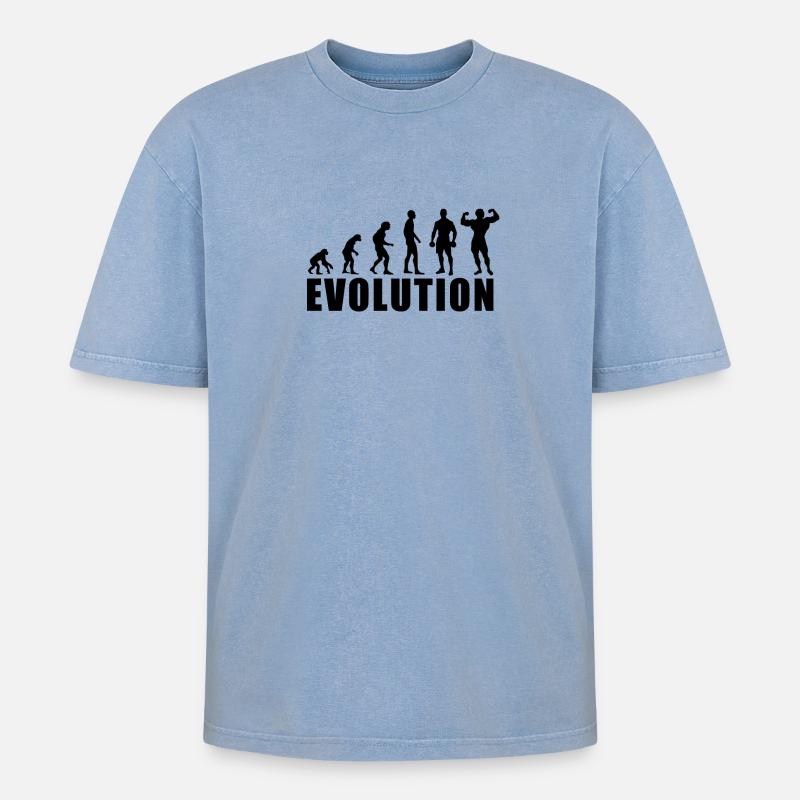 Cadeau EVOLUTION BODY BUILDING - T-shirt Premium unisexe oversize acid-washed - bleu délavé acide