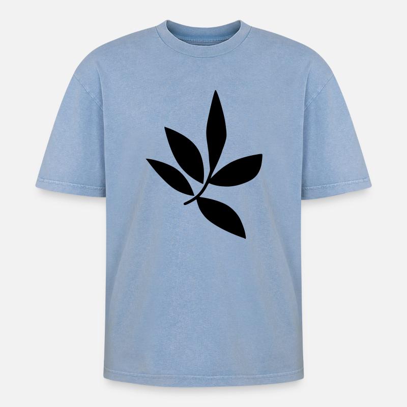 Blatt - Oversized Unisex Premium Acid-Washed T-Shirt - Blau Acid Wash