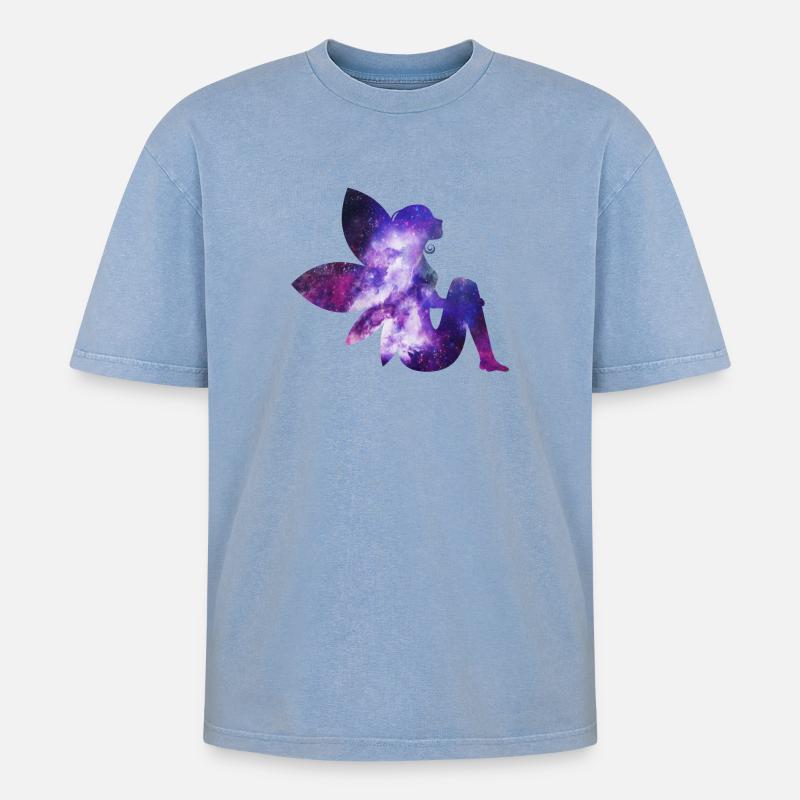Fee Galaxy - Oversized Unisex Premium Acid-Washed T-Shirt - Blau Acid Wash