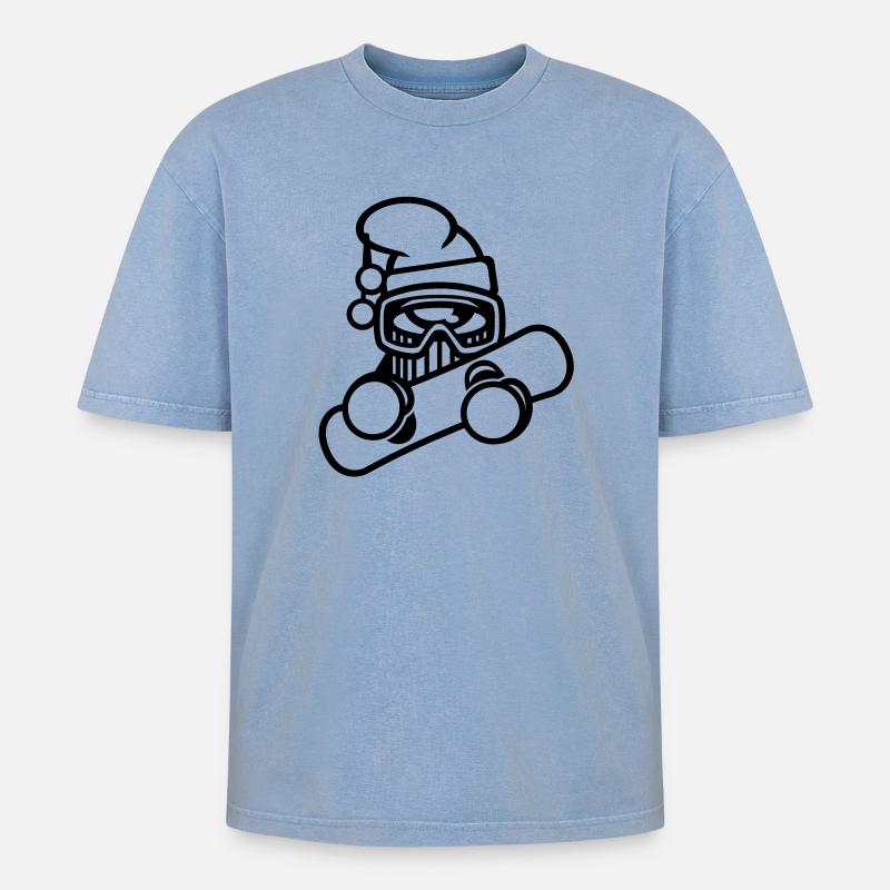 snowboarder schnee winter - Oversized Unisex Premium Acid-Washed T-Shirt - Blau Acid Wash
