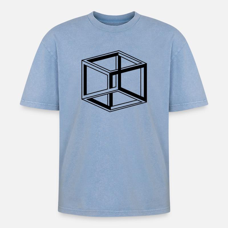 cube escher - T-shirt Premium unisexe oversize acid-washed - bleu délavé acide