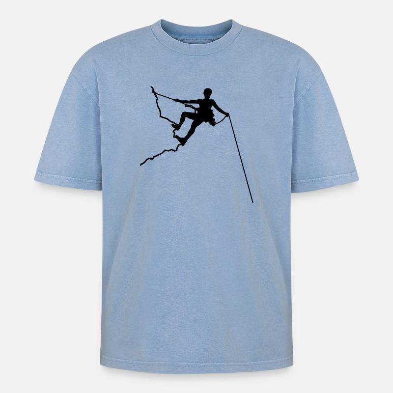 Bergsteiger - Oversized Unisex Premium Acid-Washed T-Shirt - Blau Acid Wash