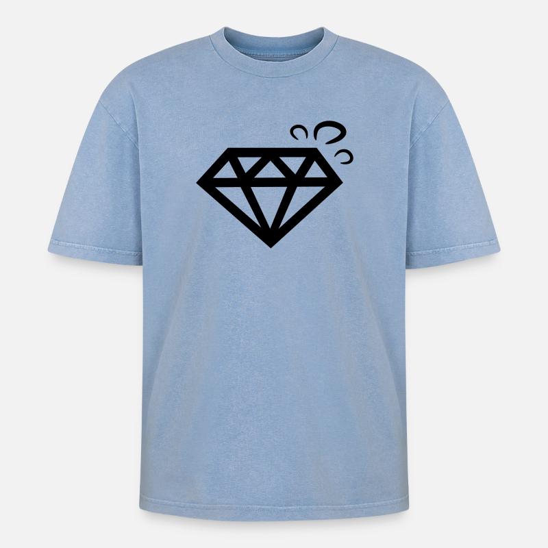 diamant diamond - Oversized Unisex Premium Acid-Washed T-Shirt - Blau Acid Wash