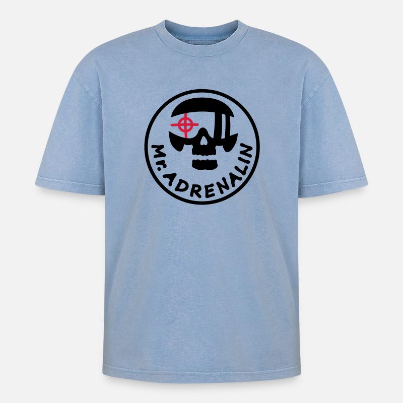 mr_adrenalin_pilot - T-shirt Premium unisexe oversize acid-washed - bleu délavé acide