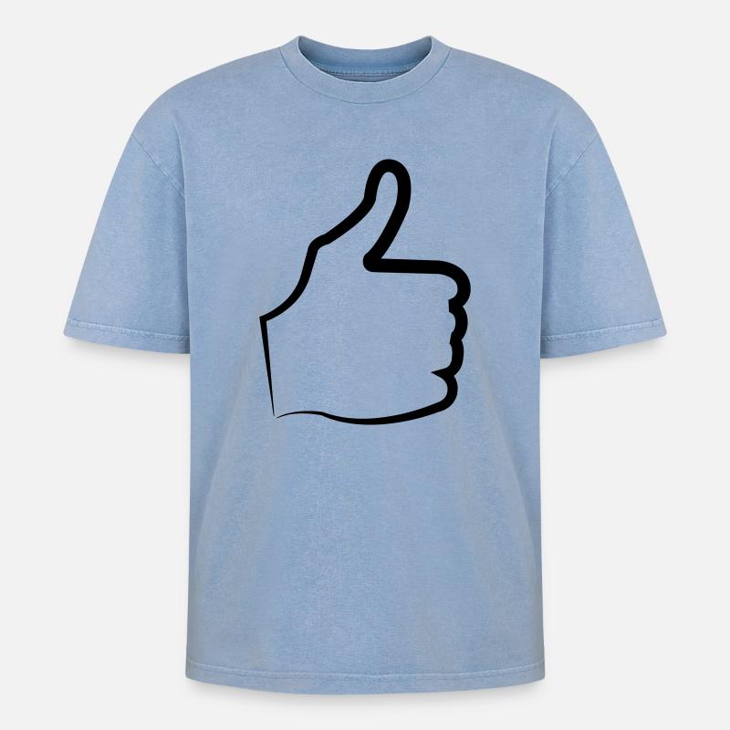Daumen hoch thumb - Oversized Unisex Premium Acid-Washed T-Shirt - Blau Acid Wash