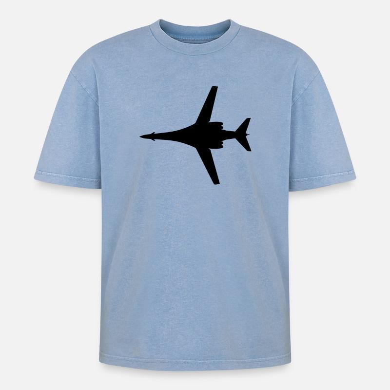Bomber B-1B - Oversized Unisex Premium Acid-Washed T-Shirt - acid washed blue