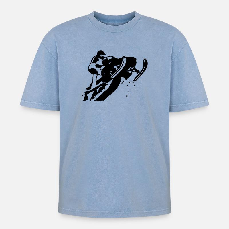 snowmobile - Oversized Unisex Premium Acid-Washed T-Shirt - Blau Acid Wash