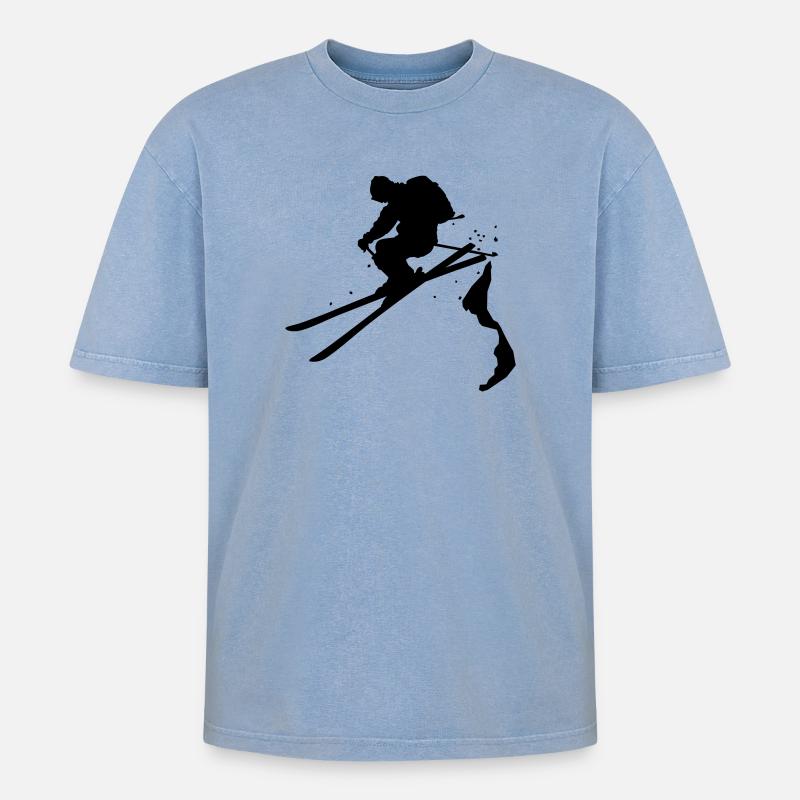 ski_freerider - T-shirt Premium unisexe oversize acid-washed - bleu délavé acide