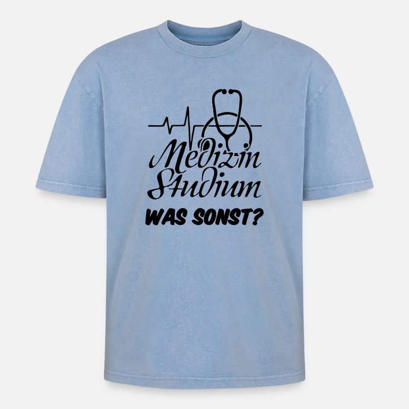 Medizinstudium Medizin Studium Geschenk - Oversized Unisex Premium Acid-Washed T-Shirt - Blau Acid Wash