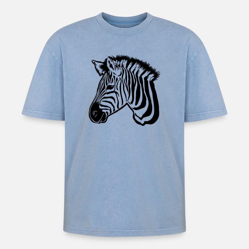 zebra dark - Oversized Unisex Premium Acid-Washed T-Shirt - Blau Acid Wash