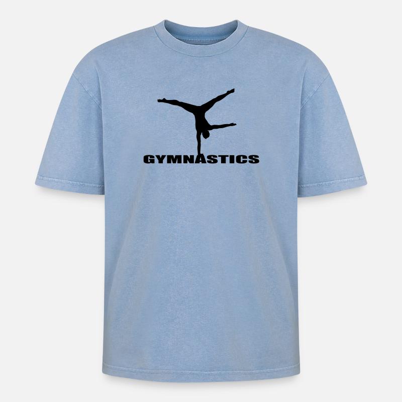 Gymnastics - Oversized Unisex Premium Acid-Washed T-Shirt - Blau Acid Wash