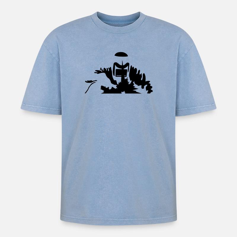 Schweißer - Oversized Unisex Premium Acid-Washed T-Shirt - Blau Acid Wash
