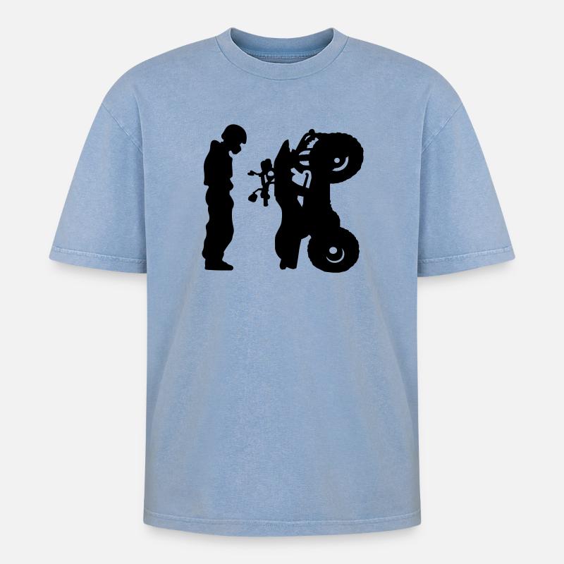 Quad - Oversized Unisex Premium Acid-Washed T-Shirt - Blau Acid Wash