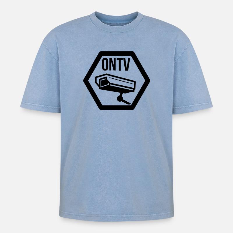 Graffiti - Oversized Unisex Premium Acid-Washed T-Shirt - Blau Acid Wash