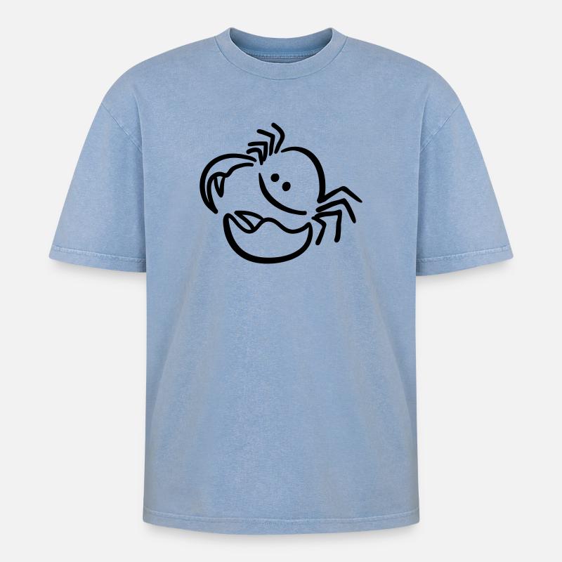 krebs - Oversized Unisex Premium Acid-Washed T-Shirt - Blau Acid Wash