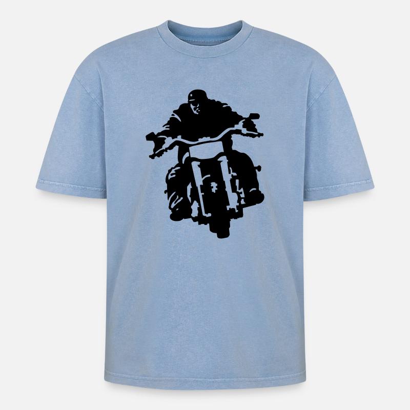 biker - T-shirt Premium unisexe oversize acid-washed - bleu délavé acide