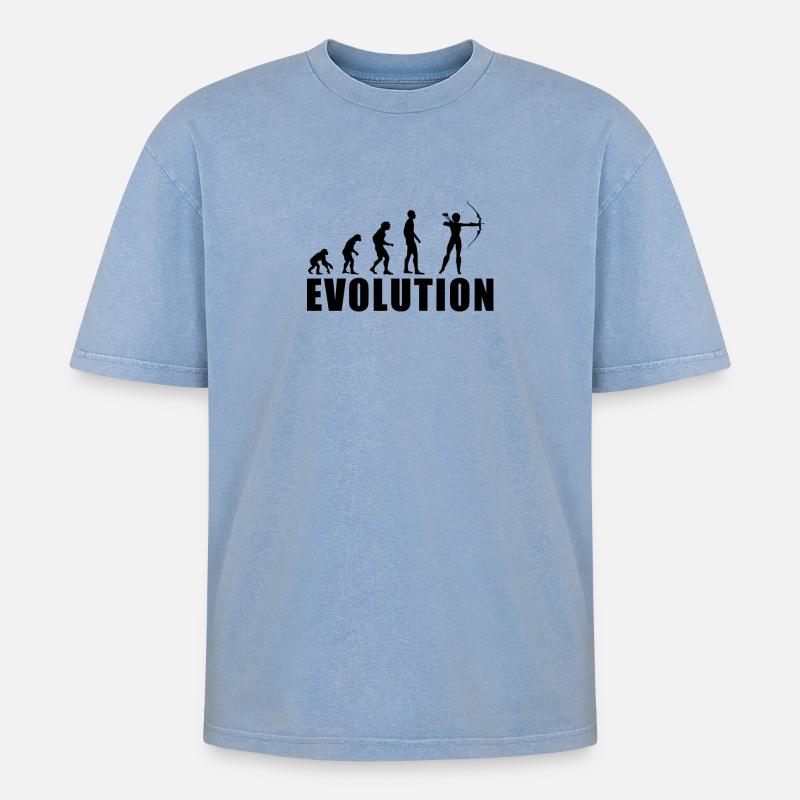 EVOLUTION ARCHERY Gift - Oversized Unisex Premium Acid-Washed T-Shirt - acid washed blue