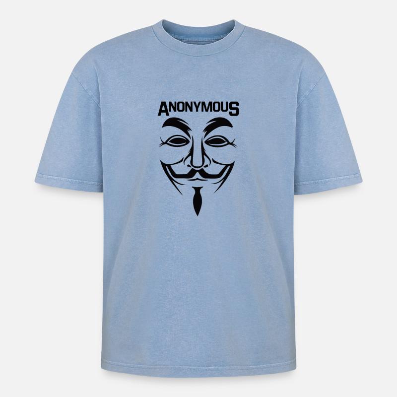 Anonymous - Oversized Unisex Premium Acid-Washed T-Shirt - Blau Acid Wash