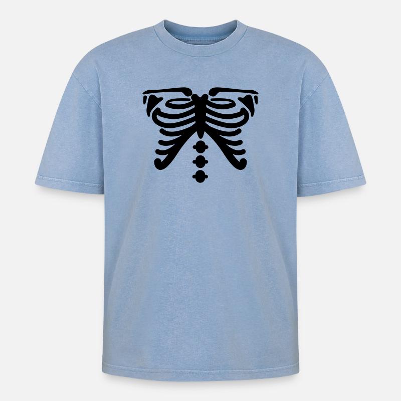 skeleton - Oversized Unisex Premium Acid-Washed T-Shirt - acid washed blue