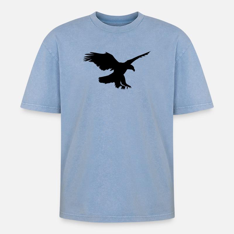 Eagle - Oversized Unisex Premium Acid-Washed T-Shirt - acid washed blue