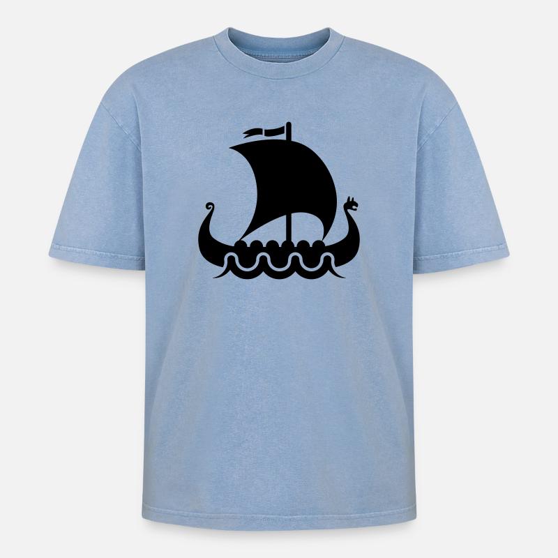 wikinger vikings - Oversized Unisex Premium Acid-Washed T-Shirt - Blau Acid Wash