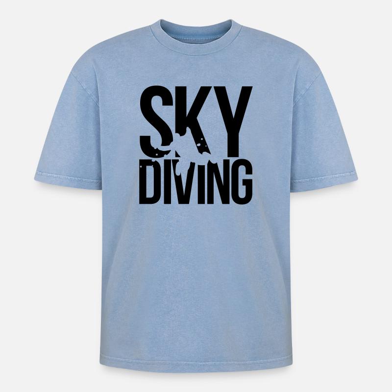 Parachutisme parachutisme - T-shirt Premium unisexe oversize acid-washed - bleu délavé acide