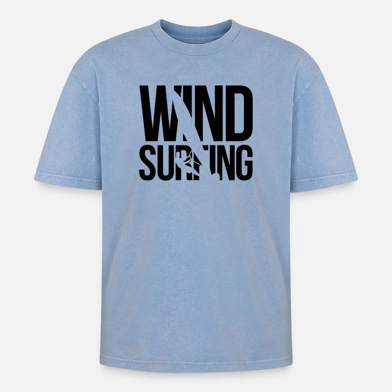 Windsurfen windsurfing - Oversized Unisex Premium Acid-Washed T-Shirt - Blau Acid Wash