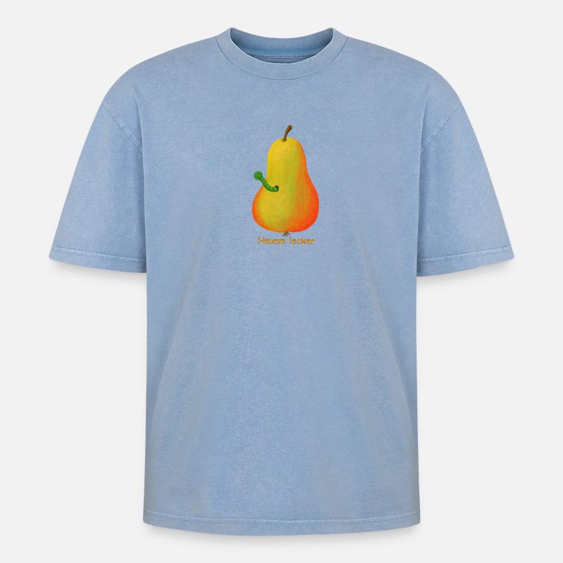 Pear Fruit - Oversized Unisex Premium Acid-Washed T-Shirt - acid washed blue