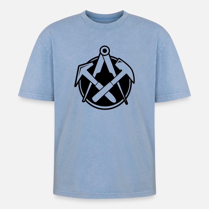 Couvreur Logo - T-shirt Premium unisexe oversize acid-washed - bleu délavé acide