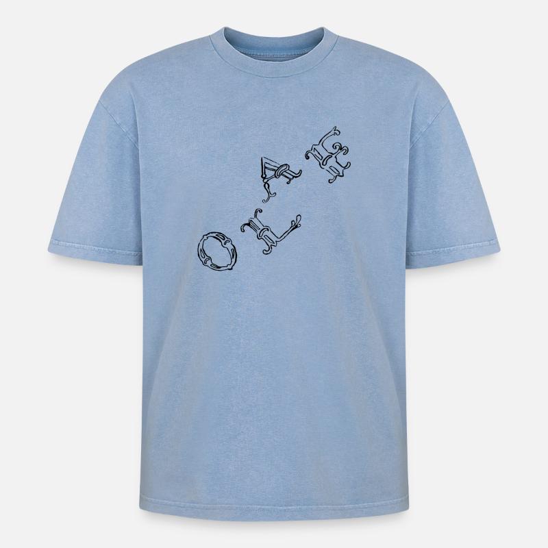 OLAF - Oversized Unisex Premium Acid-Washed T-Shirt - Blau Acid Wash