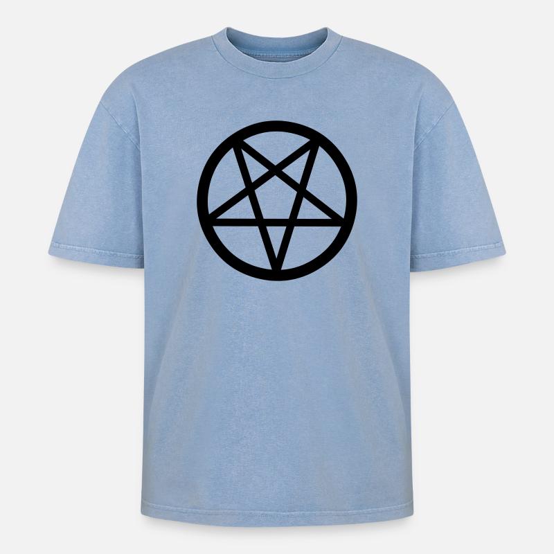 pentakel - Oversized Unisex Premium Acid-Washed T-Shirt - Blau Acid Wash